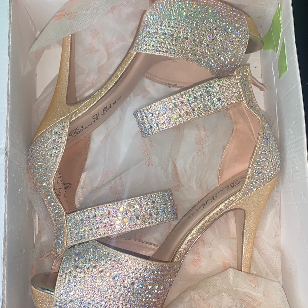DE BLOSSOM COLLECTION SPARKLING HEELS WITH CLUTCH INCLUDED